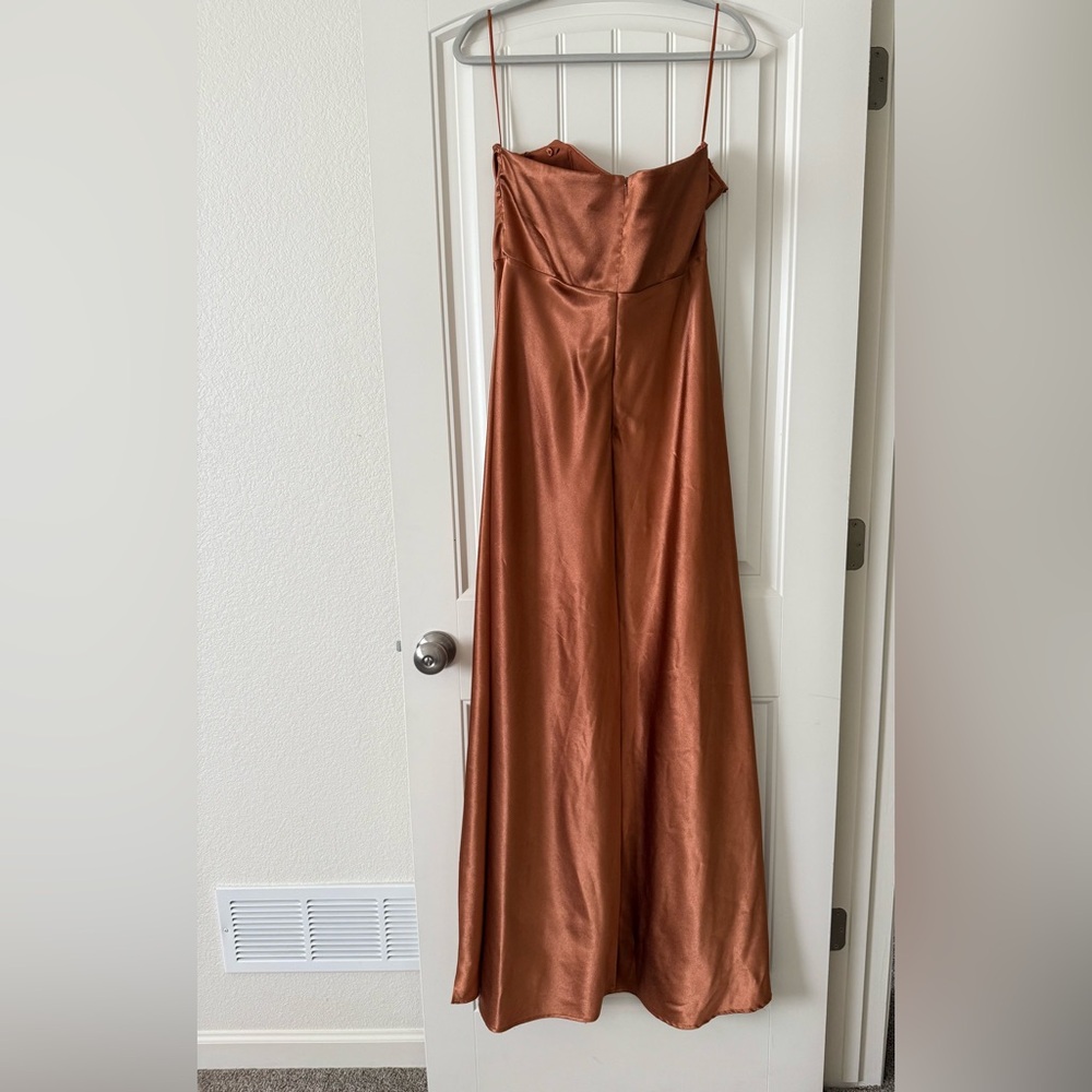 Mia Convertible Shiny Satin Rust Bridesmaid Dress Size XL - Picture 4 of 7